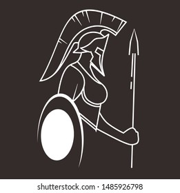 spartan women line art silhouette design