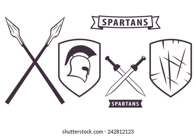 Spartans. Elements for Emblem vector illustration, eps10, easy to edit