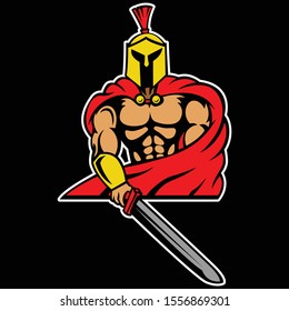 sparta/spartan warrior muscular holding sword with robe fly esport gaming mascot logo template
