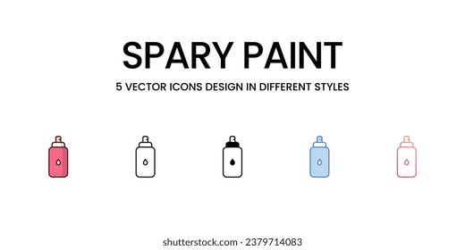 spary paint icons set, colorline, glyph, outline, gradinet line, icon vector stock illustration isolate white background.