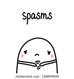 Spasms hand drawn illustration cute marshmallow with rotavirus symptoms
