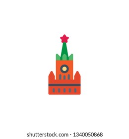 Spasskaya Tower flat icon, vector sign, colorful pictogram isolated on white. Kremlin building symbol, logo illustration. Flat style design