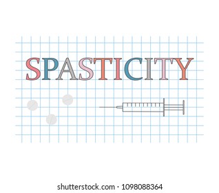 spasticity word on checkered paper sheet- vector illustration