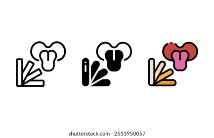 spatel or tongue spatula icon. vector icon with outline, glyph, and filled outline style. represented by a wooden spoon and tongue. healthcare concept