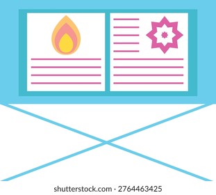 Spatial arrangement of two flags with abstract geometric designs