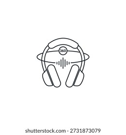 Spatial Audio 360 Sound Icon, Immersive Headphones Wave Orbit Vector Illustration, Surround Sound Experience