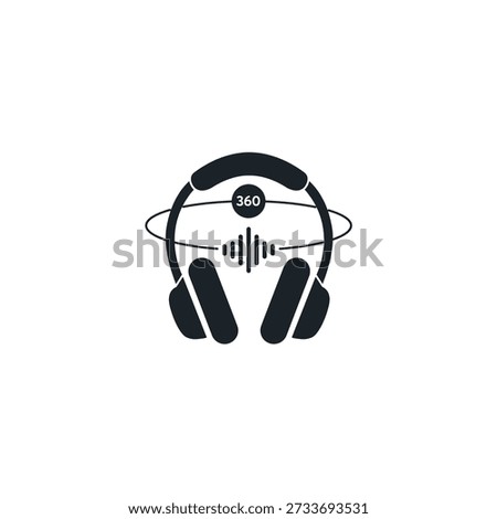 Spatial Audio 360 Sound Icon, Immersive Headphones Wave Orbit Vector Illustration, Surround Sound Experience