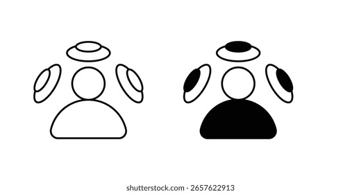 spatial audio set icon with white background vector stock illustration