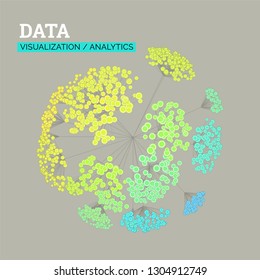 Spatial big data visualization concept. Infographics design. Cluster analysis.