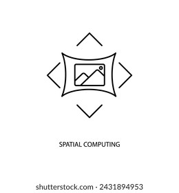 In: Spatial Computing Concept Line Icon. Einfache Elementdarstellung. Entwurf von Symbolen für räumliche Datenverarbeitung.