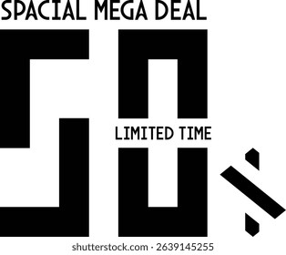 Spatial mega deal limited time offer graphic with bold black and white design