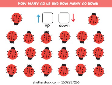 Spatial orientation for kids. Up and down. Count how many