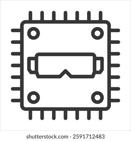 Spatial Processing Unit Outline Icon Vector Illustration