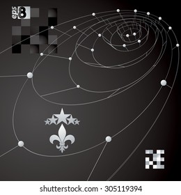 Spatial vector dark digital eps8 backdrop, contrast dimensional technology wireframe background with graphic design elements.