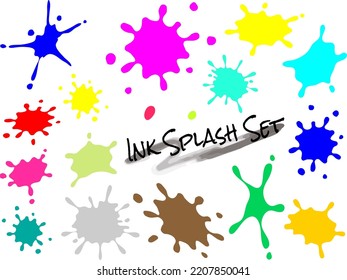 Spattered ink_paint shapes, variation color set