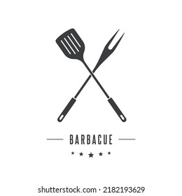 Spatula and Barbecue Fork Flat Design Vector Icon	