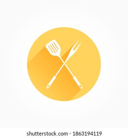 Spatula And Barbecue Fork Long Shadow Color Icon