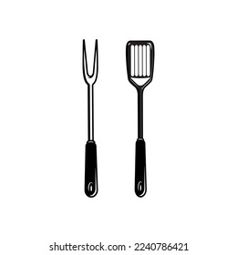 spatula barbeque icon set kitchen tool