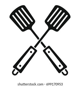 Spatula in black simple silhouette style icons vector illustration for design and web isolated on white background. Spatula vector object for labels, advertising