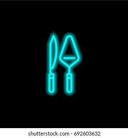 Spatula blue glowing neon ui ux icon. Glowing sign logo vector