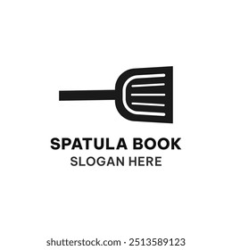 Spatula book logo template in simple flat style. Creative book logo vector illustration