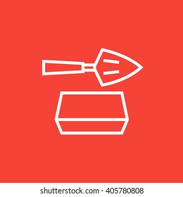 Spatula with brick line icon.