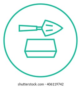 Spatula with brick line icon.