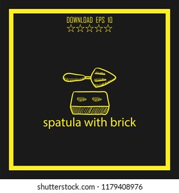 spatula with brick sketch vector icon
