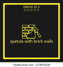 spatula with brick walls sketch vector icon