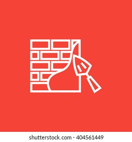 Spatula with brickwall line icon.