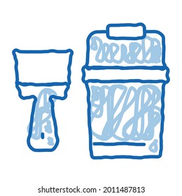Spatula Bucket sketch icon vector. Hand drawn blue doodle line art Spatula Bucket sign. isolated symbol illustration