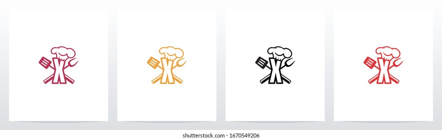 Spatula And Chef Hat On Letter Logo Design X