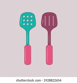 Spatula colored colored line icon, simple utensil symbol vector illustration 