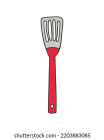 Icono colorido de la espátula en vector. Dibujo de doodle colorido de la espátula en vector. Ilustración de la espátula de cocina en vector