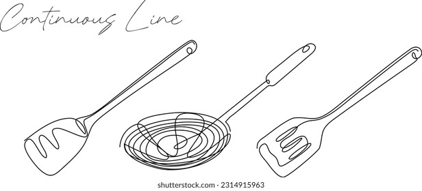 Spatula continuous line drawing bundle set