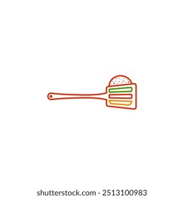 Espátula para cocinar en combinación con un diseño de logotipo de hamburguesa.