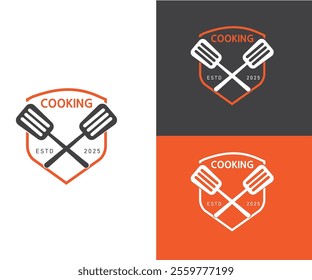 spatula cooking logo design template, vector illustration 