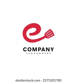 Spatula and E-Letter Logo Design Symbol