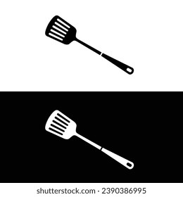 Spatula flat silhouette vector. Silhouette utensil icon. Set of black and white symbols for kitchen concept, kitchen devices, gadgets, tools. Kitchenware