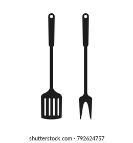 Spatula and fork barbeque icon kitchen tool vector illustration