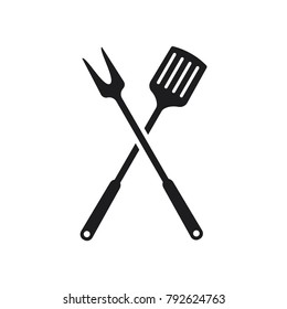 Spatula and fork Barbeque. Kitchen tool vector illustration.