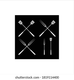 Spatula and Fork for BBQ Grill, Barbecue Logo Design