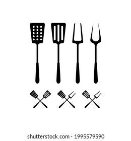 Spatula and Fork for BBQ Grill, Barbeque logo design