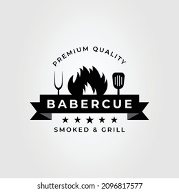 spatula, fork, and fire barbecue logo vector illustration design