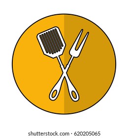spatula and fork kitchen cutlery isolated icon