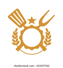 spatula, fork, wheat circle and star logo
