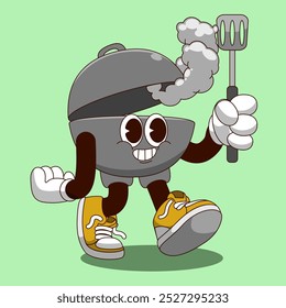 SPATULA GRILLMASTER CARTOON AND MASCOT CHARACTER ILLUSTRATION