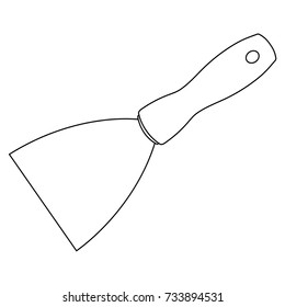 Spatula with handle for metal vector icon on white background, icon, line, tool