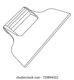 spatula with handle for paper vector icon on white background, icon, line, tool
