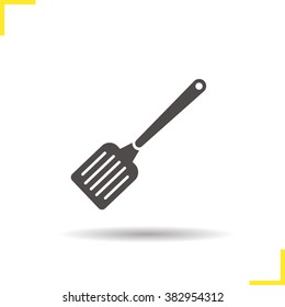 Spatula icon. Drop shadow turner pictogram. Cooking spatula isolated black illustration. Logo concept. Vector silhouette symbol